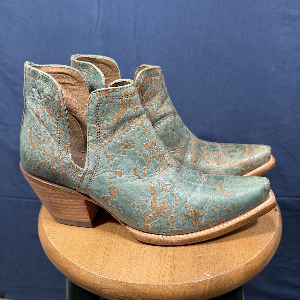 ARIAT Women's Dixon Western Boots Size 9.5B Turquoise Green Brown Leather - Picture 2 of 8